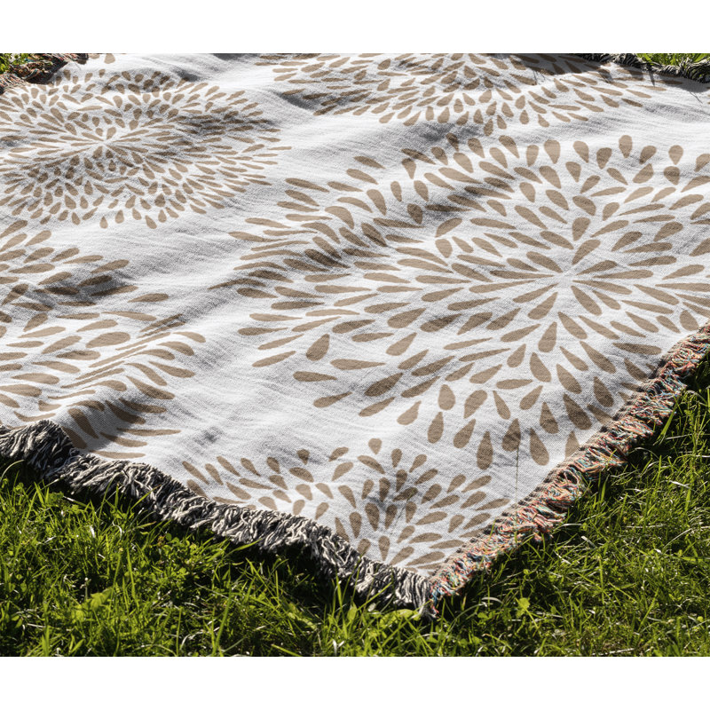 Jeté floral en coton, 50 x 70, Beige