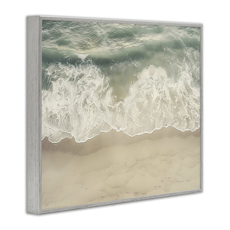 Vagues aériennes chevauchant le rivage, art de la giclée encadrée, design par Lazar Studio, H 24 po x l 30 po