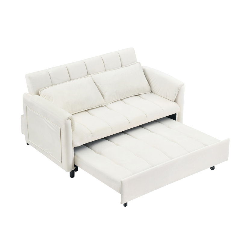 Canapé 52 po beige moderne en velours, Beige