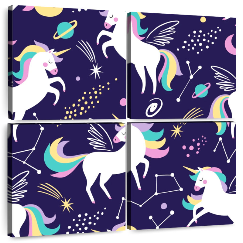 Ashelle Galaxy And Unicorns, 32" H x 32" W