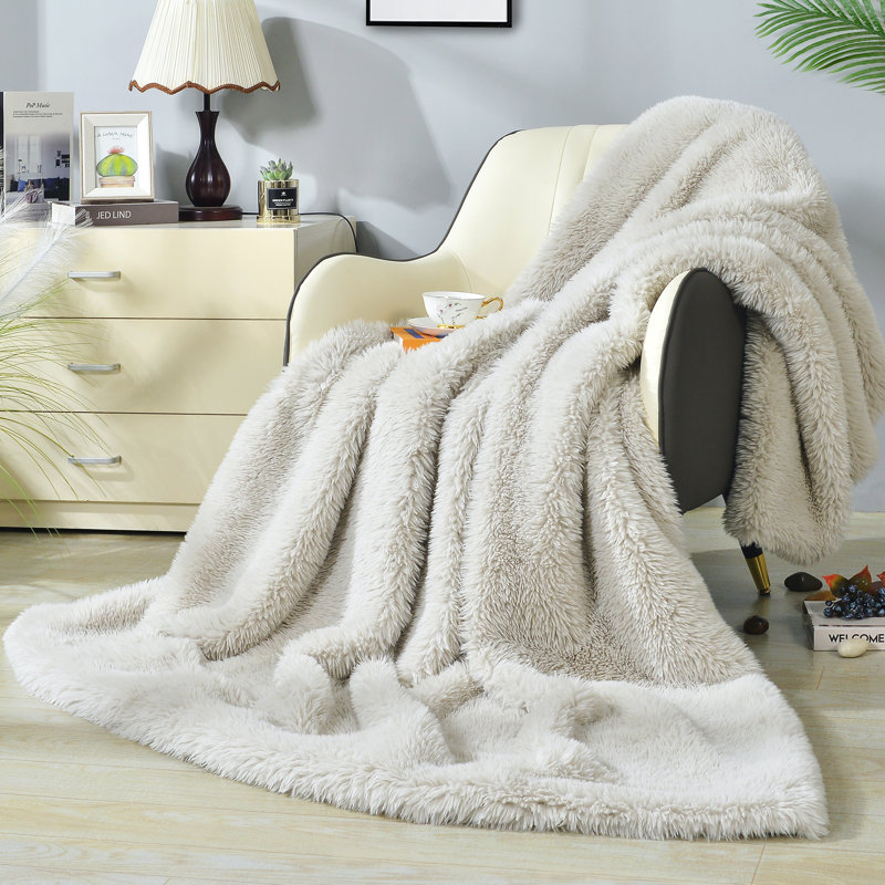 Knitted Throw Blanket, 127cm W x 152.4cm L, Taupe