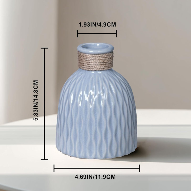 Vase en céramique bleu 6 po