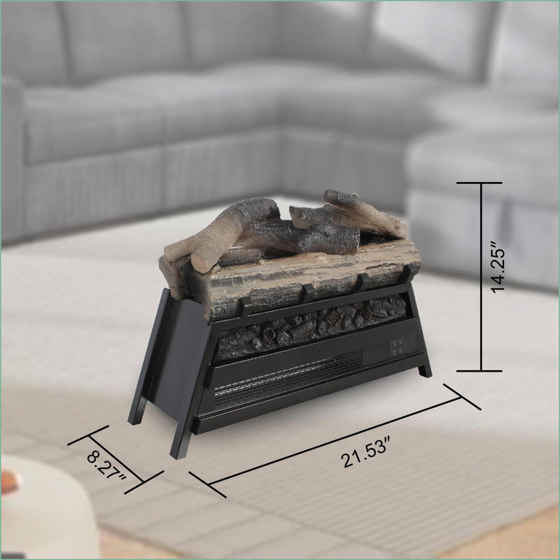 Electric Fireplace Insert, 23 Inch 3D Log Set Infrared Heater | Antique Black | Vent Free