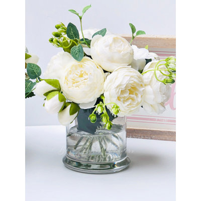 Silk Peonies Arrangement in Vase
