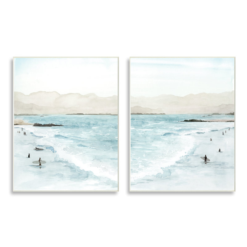 Paysage de plage à marée haute, H 10 po x l 30 po, Plaque murale