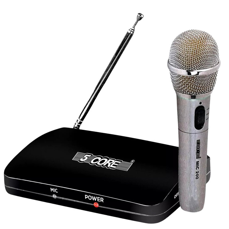 5Core Wireless Microphone Dual Function Wireless - Wired Microphone Microfono Inalambrico