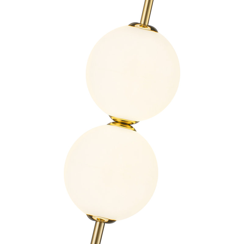 Luminaire suspendu moderne en forme de U avec globes en acrylique blanc simple, hauteur réglable 36,61 po - 90,55 po, lumière DEL à intensité variable 3000K, pour la salle à manger de l'îlot de cuisine, finition dorée