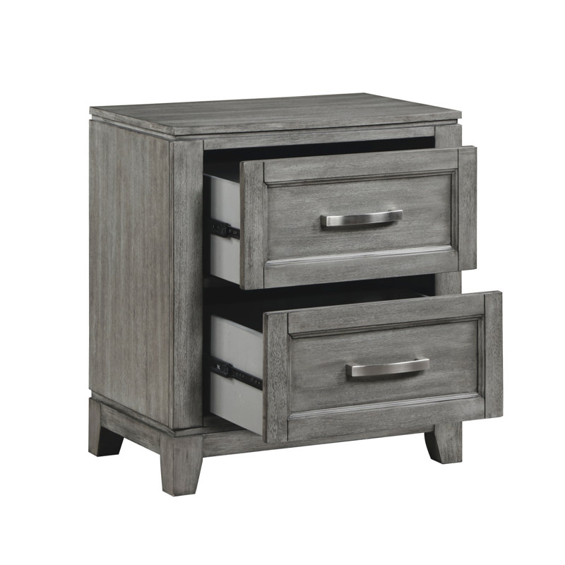 Table de chevet avec 2 tiroirs de rangement, Gris