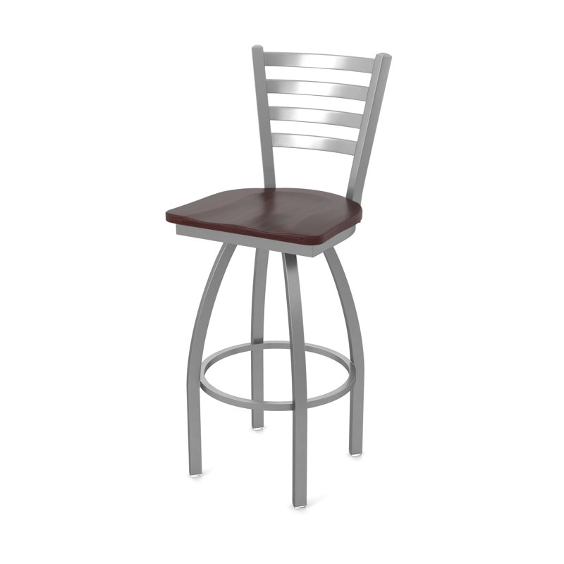 Tabouret pivotant Jackie, Bois - Érable cerise foncée, Tabouret de comptoir (siège d'une hauteur de 25 p, Acier Inoxydable