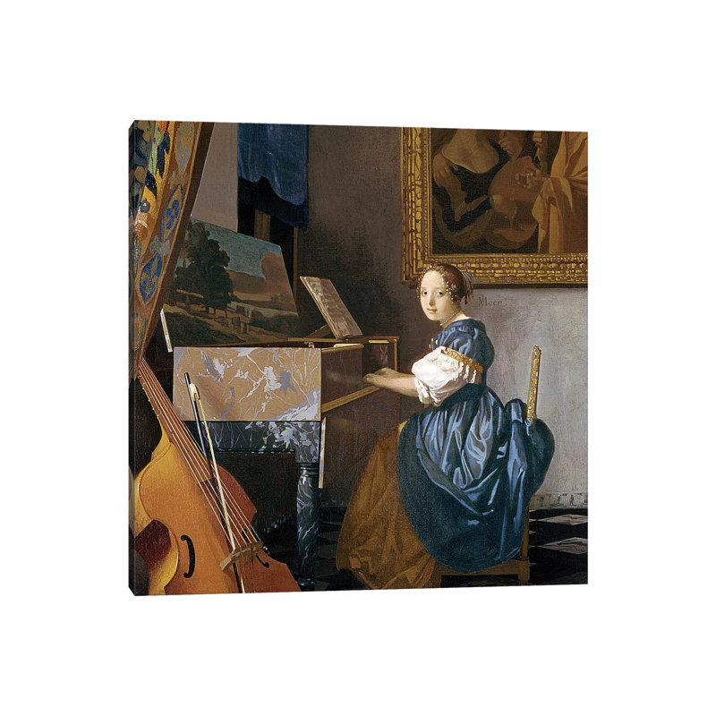 A Young Lady Seated At A Virginal, C.1671 by Johannes Vermeer - Wrapped Canvas Print, 66.04 cm H x 66.04 cm W
