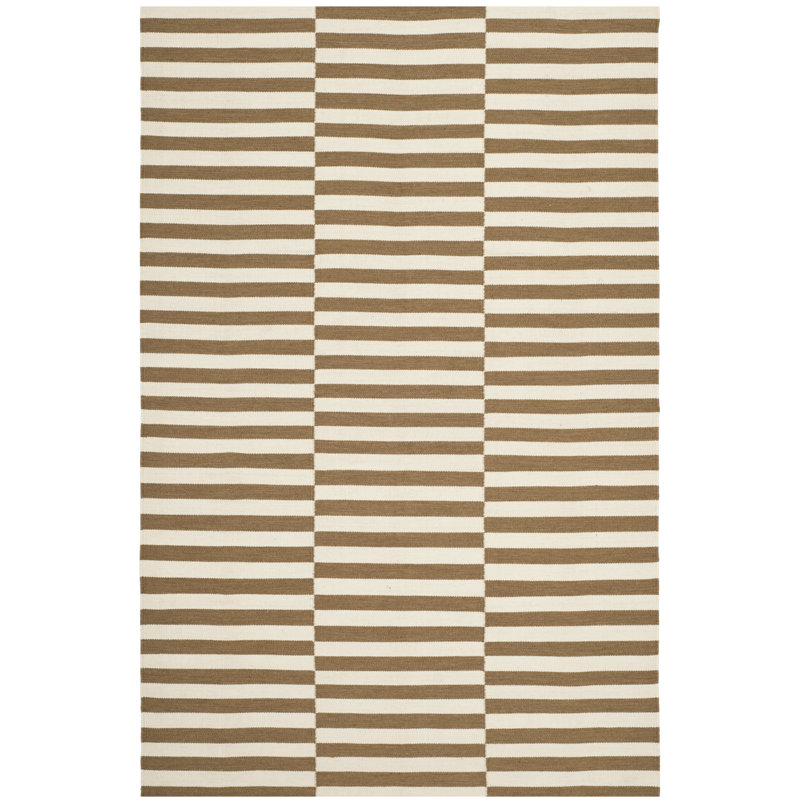 River Reed Striped Area Rug in Brown/Ivory, Rectangle 9' x 12'