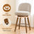 26" Mid-Century Modern Counter Height Bar Stools, 360° Swivel Fabric Upholstered Barstools with Solid Wood Legs, Island Chairs with Backrest, Beige-1355595997