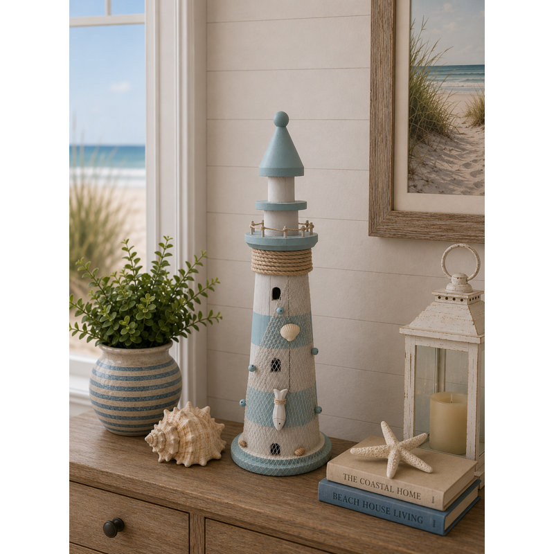 White And Blue Led Lighthouse Decoration