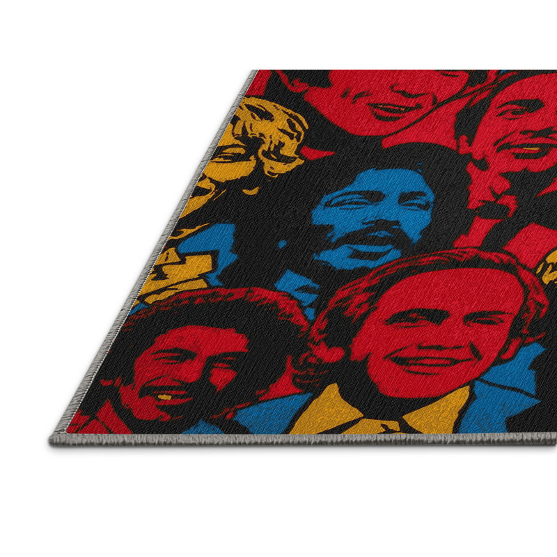 Washable Pop Art Music Icons Music Area Rug, Round 5'