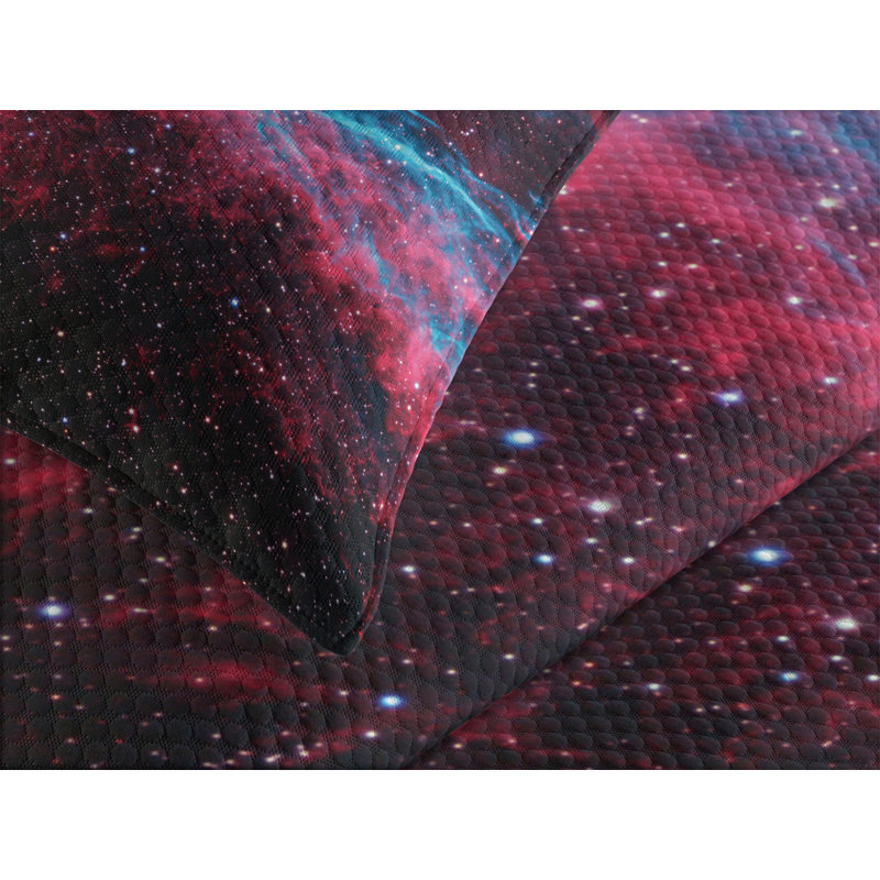 Ambesonne Nebula Bedspread Outer Space Stars Galaxy, King Bedspread + 2 Standard Shams