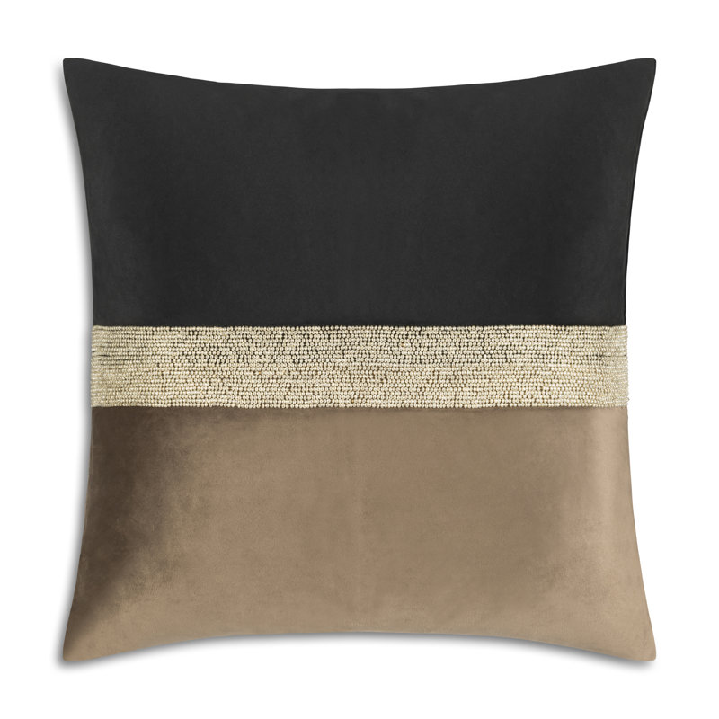 Striped Velvet Throw Pillow, Black