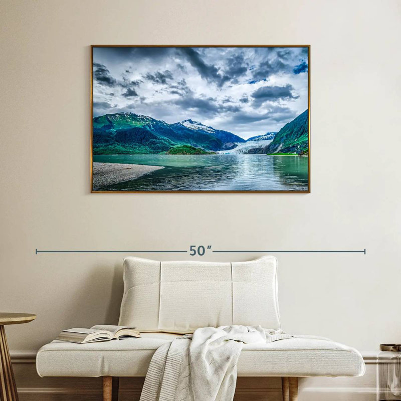 Alaska Mountain Scene, Floating Frame Gold, 40" X 27"