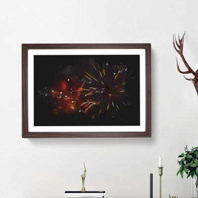 Orange and Red Fireworks - Framed Print