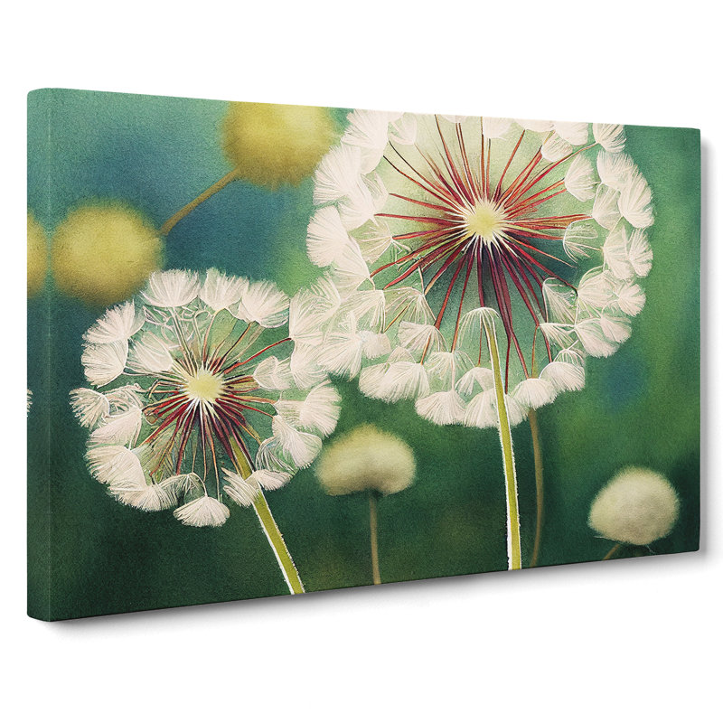 Glowing Dandelion Flowers - Wrapped Canvas, 35cm H x 50cm W x 3cm D