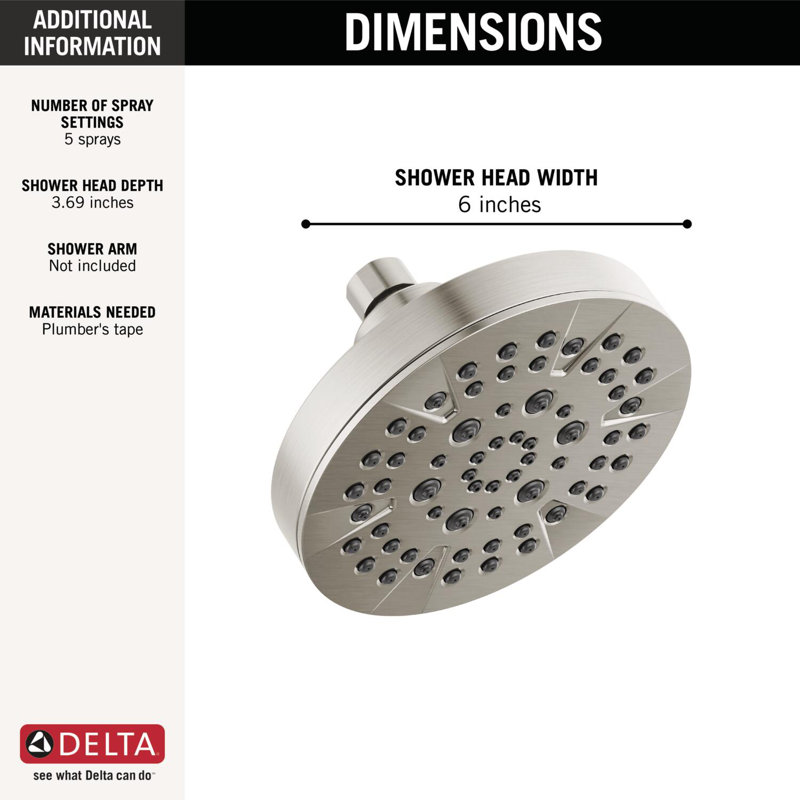 Pomme de douche fixe multifonction, Acier inoxydable