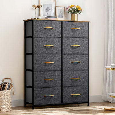 Commode en tissu 31 tiroirs 31,5 po avec plateau en bois