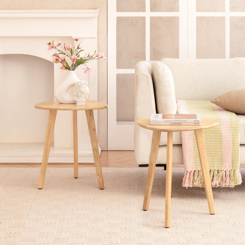 Tables de bout en bois massif Axel, Naturel, H 20 po x l 18 po x P 18 po
