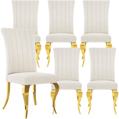 Ensemble de 4 chaises de salle à manger blanches avec pieds dorés