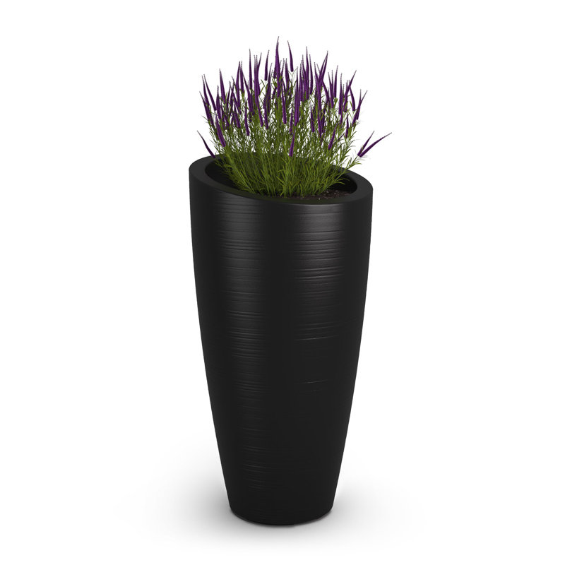 Marazzi Double Walled Tapered Pot Planter , Black, 32" H x 16" W x 16" D