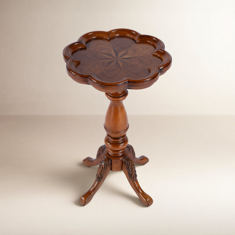 Whitman Scalloped Edge Side Table, Olive Ash Burl