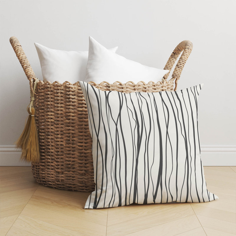 Legions Throw Pillow, Ivory/Charcoal Striped, 20"H x 20"W