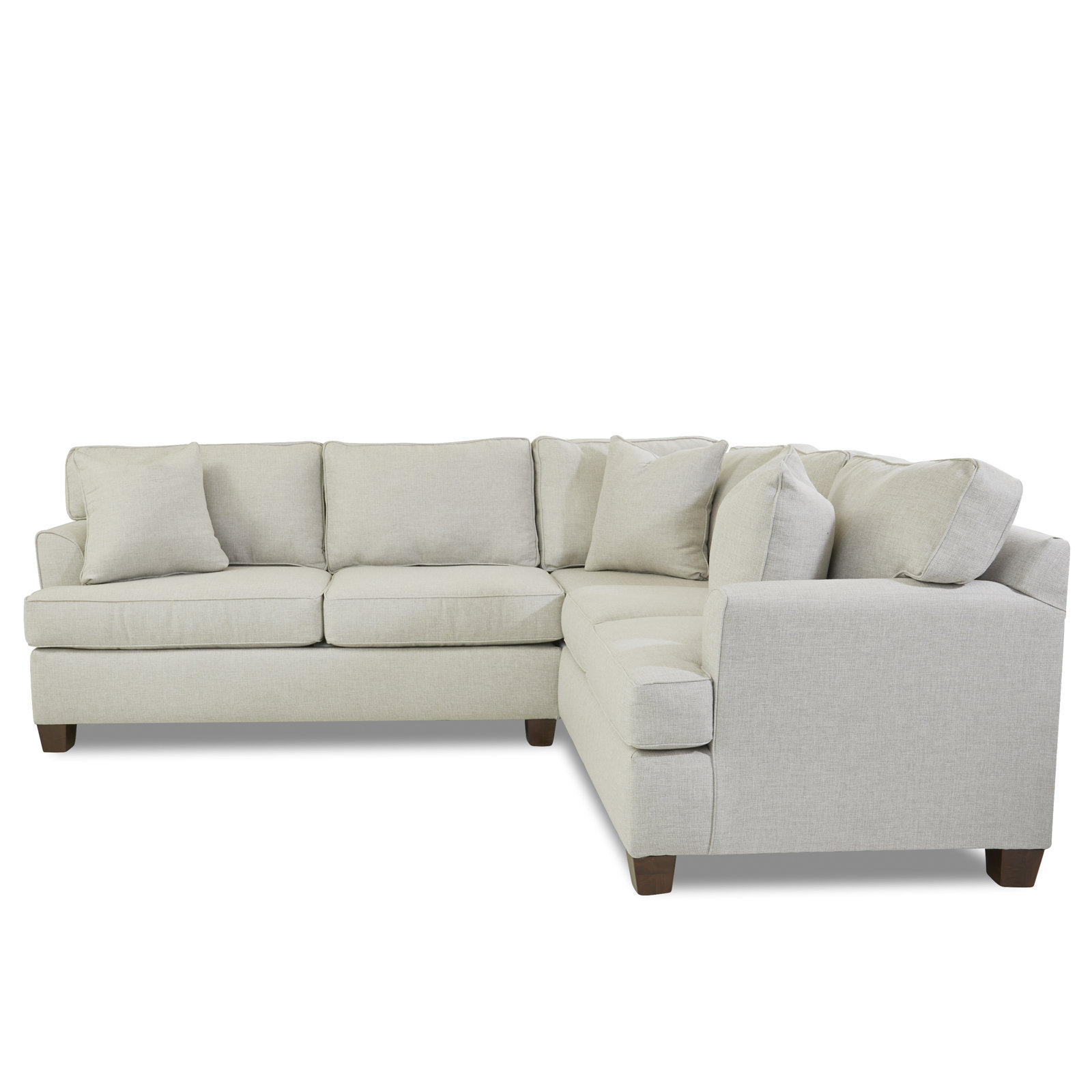 Conradina Upholstered L-Sectional, Drusky Ivory Sustain® Basketweave, Right Hand Facing