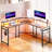 Israa L-Shaped Metal Base Computer Desk with Power Outlet-1709013475