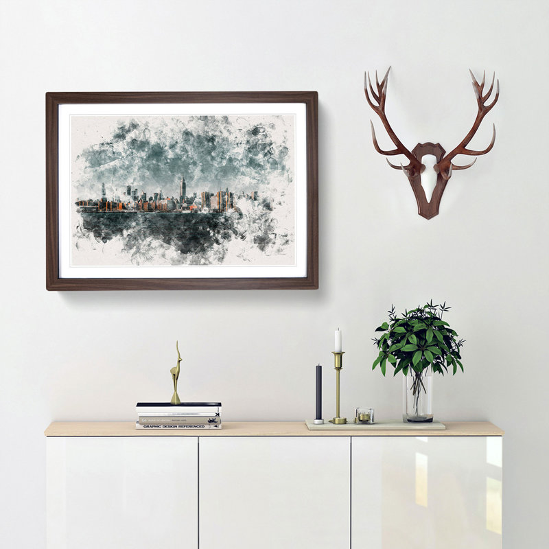New York City View - Framed Print, Walnut Framed, 45cm H x 63cm W x 2cm D