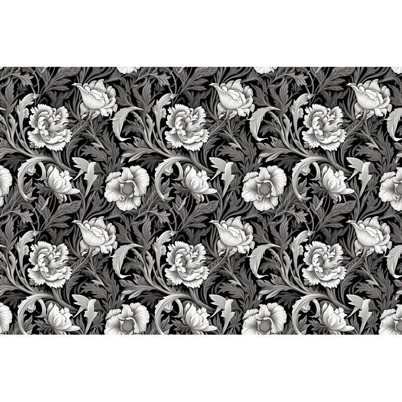 Machine Printed Comforter, Queen Comforter, Gray/White Floral