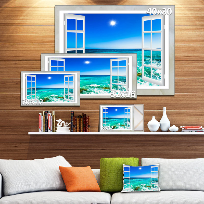 «Open Window to Wavy Ocean», impression sur toile tendue, H 30 po x l 40 po x P 1 po, Toile tendue