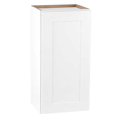 Armoire murale à une porte en bois massif blanc, 2 tablettes réglables pour le bureau, plan de rangement pour le salon - l 18 po x P 36 po, finition laquée, bois à fermeture silencieuse avec 1 et cuisine, solution de lavage douce