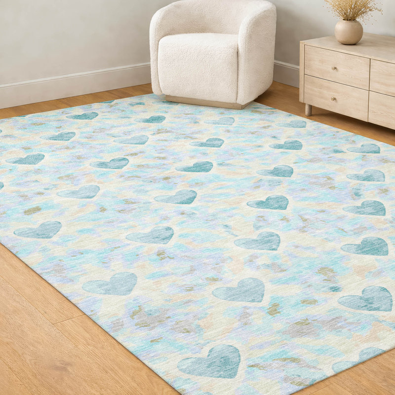 Machine Washable Indoor/Outdoor Chantille ACN2601 Kids Rug, 9' x 12', Teal