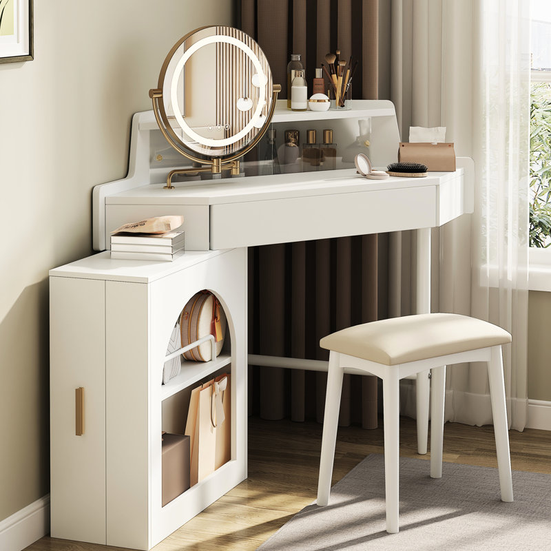 Meuble-lavabo de coin avec miroir et lumières DEL