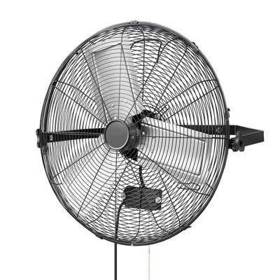 Wall Mount Fan, 24 in Wall Mounted Hanging Fan, 3-Speed, Long Airflow Distance, Adjustable Rotation Angle, Mechanical Control, Powerful for Industry, Commercial, Garage, Workshop, Gym, Black