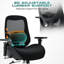 Grand et grand fauteuil de bureau avec support lombaire réglable en 4D, siège large, filet noir, pour travail à long terme de 8 heures dans l'espace de vie principal, coussin de siège d'ordinateur épais, respirant