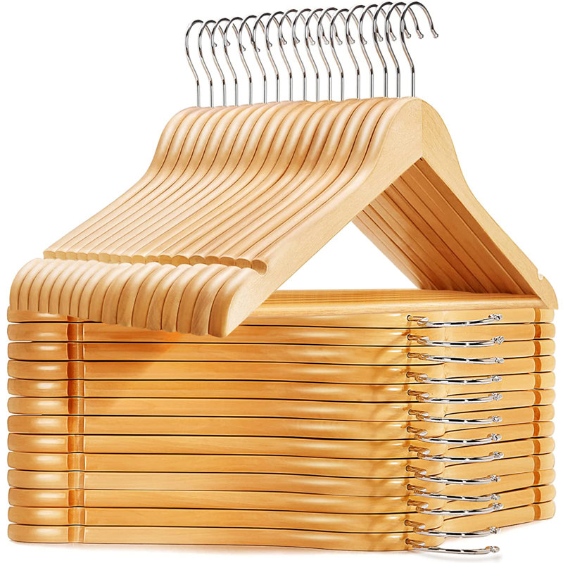 Cintre standard mâle en bois pour costume / manteau, Naturel, 20