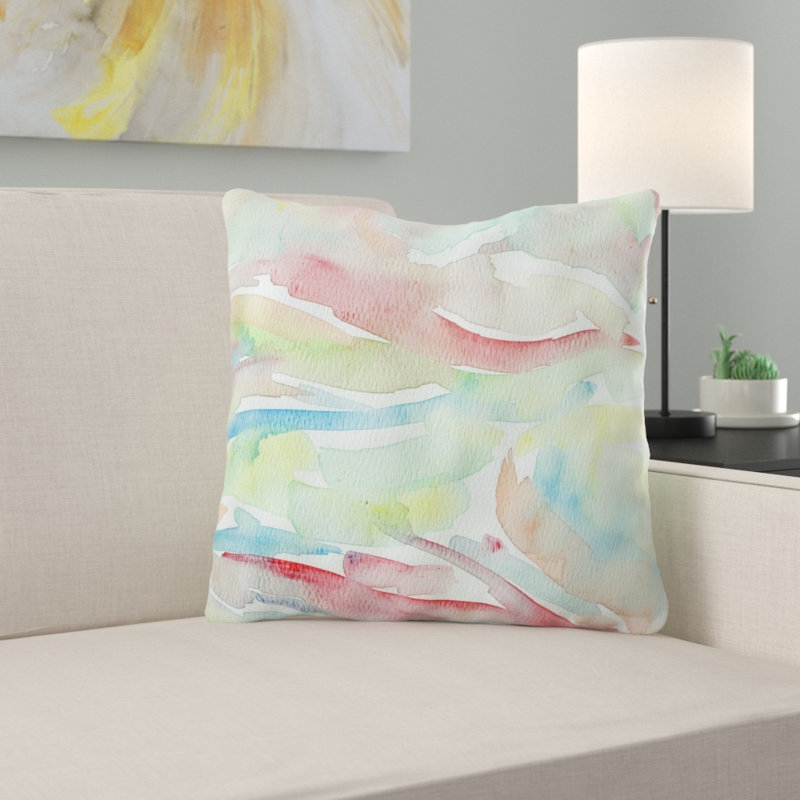 Coussin décoratif aquarelle Braxten, Microsuède, Intérieur