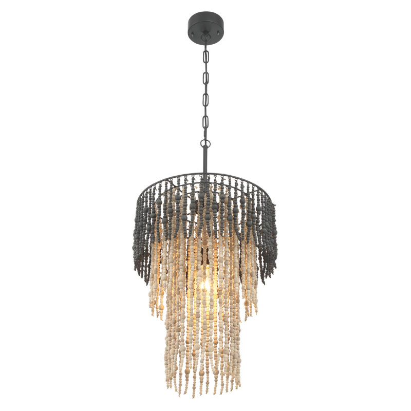 Ombre Beaded Wood 3-Tier Chandelier