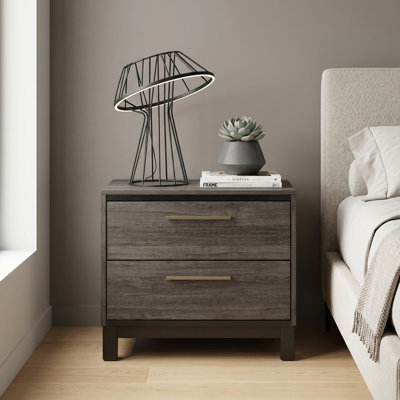 Mandy 23.3'' Tall 2 - Drawer Solid Wood Nightstand in Gray