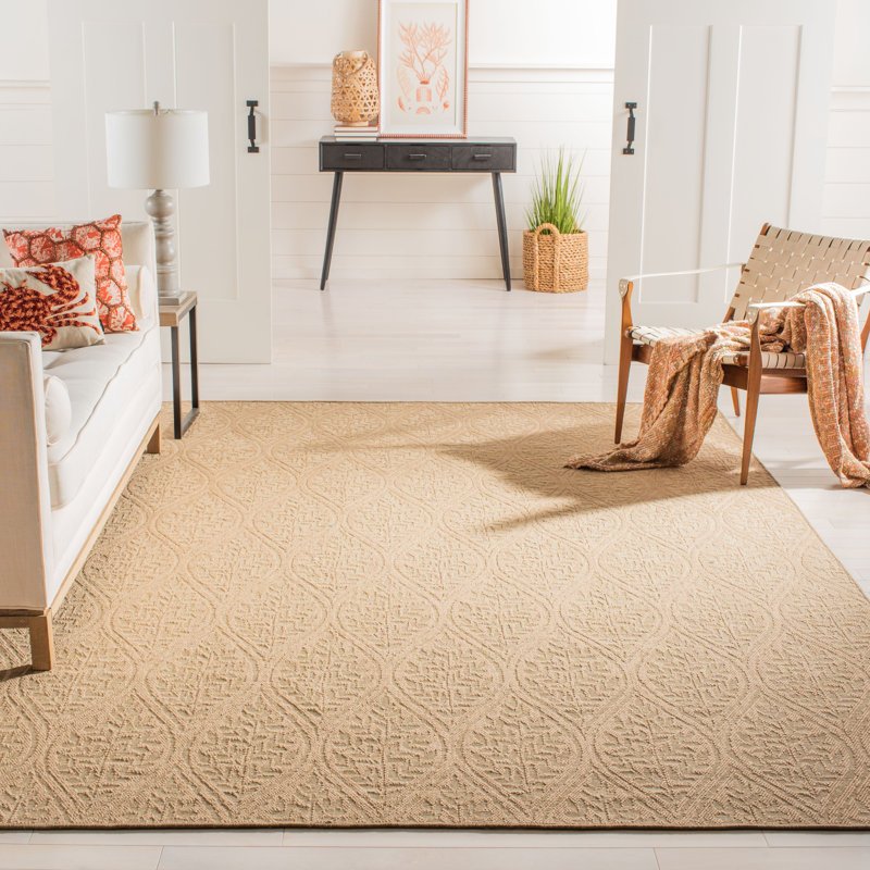 Tapis brun en jute noué à la main à motif géométrique Andressa, Rectangle 8 pi x 10 pi