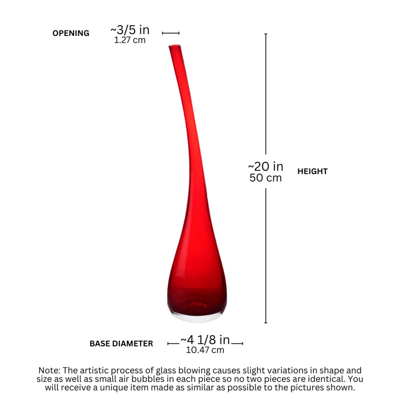  Vase de table 20 ", Rouge