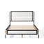 Grand lit avec tête de lit en tissu blanc, cadre champagne argenté et noir-1781186004