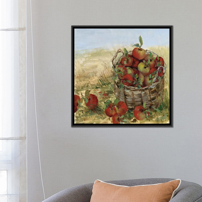 « apple cueillette ii », impression sur toile, H 18 po x l 18 po x P 1,5 po, Toile avec cadre noir, Pas de tapis