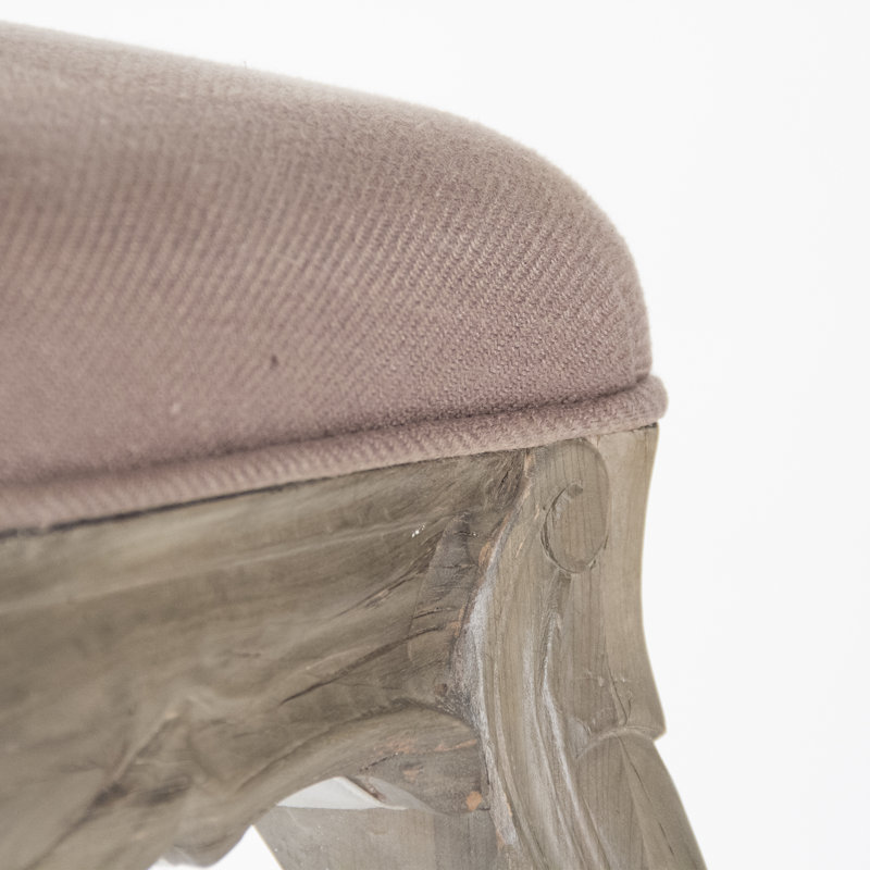 Birch Wood Brown Upholstered Bar Stool with Linen Seat