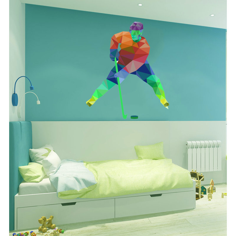 Adhésif décoratif polygonal hockey, H 45 po x l 51 po